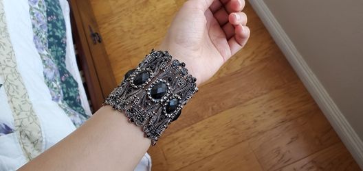 NEW Wide Cuff Bracelet In Black