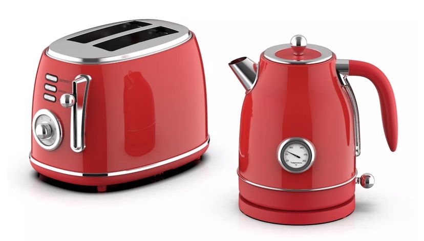 MegaChef 1.7-Liter Electric Tea Kettle & 2-Slice Toaster Combo