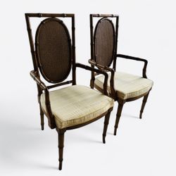 VINTAGE PAIR OF BAMBOO and CANE ARMCHAIRS