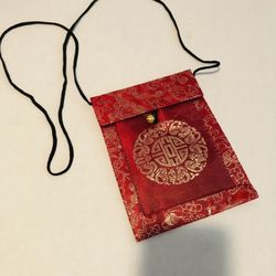 Asian Red Satin Crossbody Purse