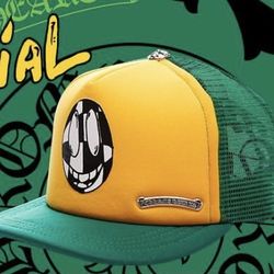 Chrome Hearts Matty Boy Trucker Hat Cap , Sex Record , Pink , Yellow / Green