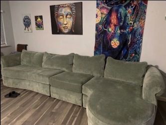 Big velvet sage couch