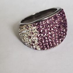 Jcm Stainless Steel Purple Crystal Ring 