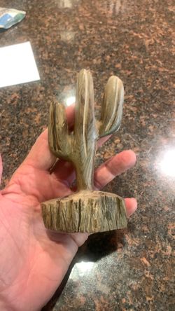 Vintage hand carved wooden cactus made in Mexico