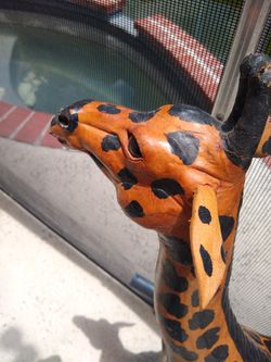 Handcrafted Leather Giraffe Sculpture