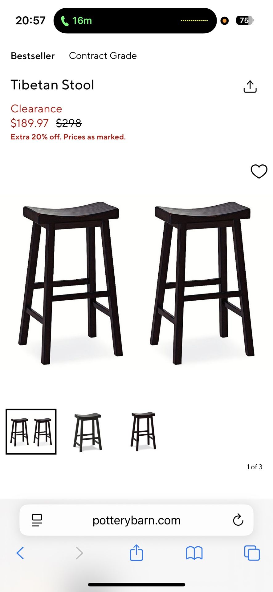 Pottery Barn Tibetan Stools 31”