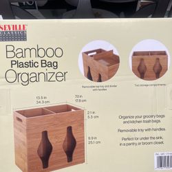 Seville Classics Bamboo Plastic Bag Organizer