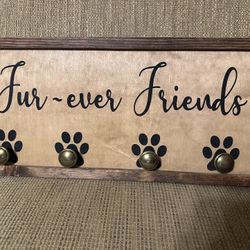 Fur-ever Friends Wooden Dog Leash Holder