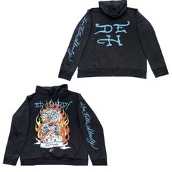 Ed Hardy Black Hoodie Sweatshirt Adult Large New 