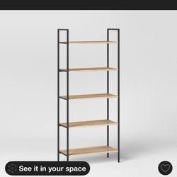 72" Loring 5 Shelf Ladder Bookshelf Vintage Oak - Threshold™: Metal Frame, Open Back Design, Adult Assembly Required