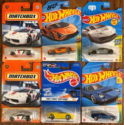Hot Wheels & Matchbox Lamborghini Collection — 6 Sealed Cars