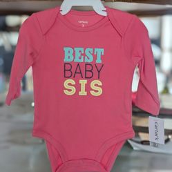 Carter's Best Baby Sis Bodysuit New With Tags, Size 3 Months