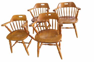 Set Of 4 Authentic Furniture Maple Captain Chairs 