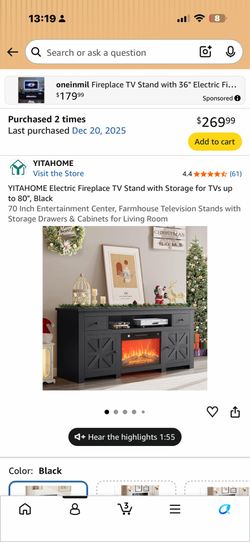 Tv stand with fireplace