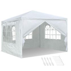 Outdoor Party Tent, Patio Canopy Tent Gazebo with Removable Sidewalls Instant Event Tent for Cater Events Wedding Birthday Pavilion Beach BBQ (10'x10'