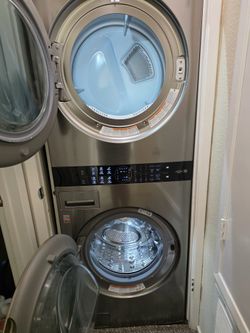 LG ThinQ stacked washer