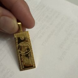 18kt Gold Plated 100 Bill Pendant 