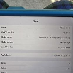 Apple IPAD PRO 12.9" 6th GEN 2022