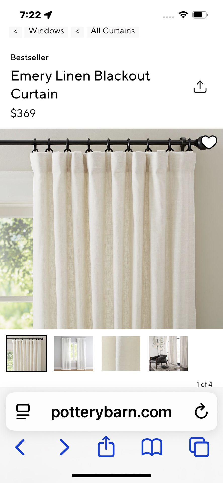 Pottery Barn  Linen Blackout Drapes