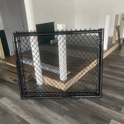 4-ft H x 10-ft W Black  steel Drive-thru Chain Link Fence Gate