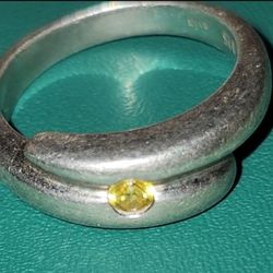 925 Silver Ring Yellow Stone