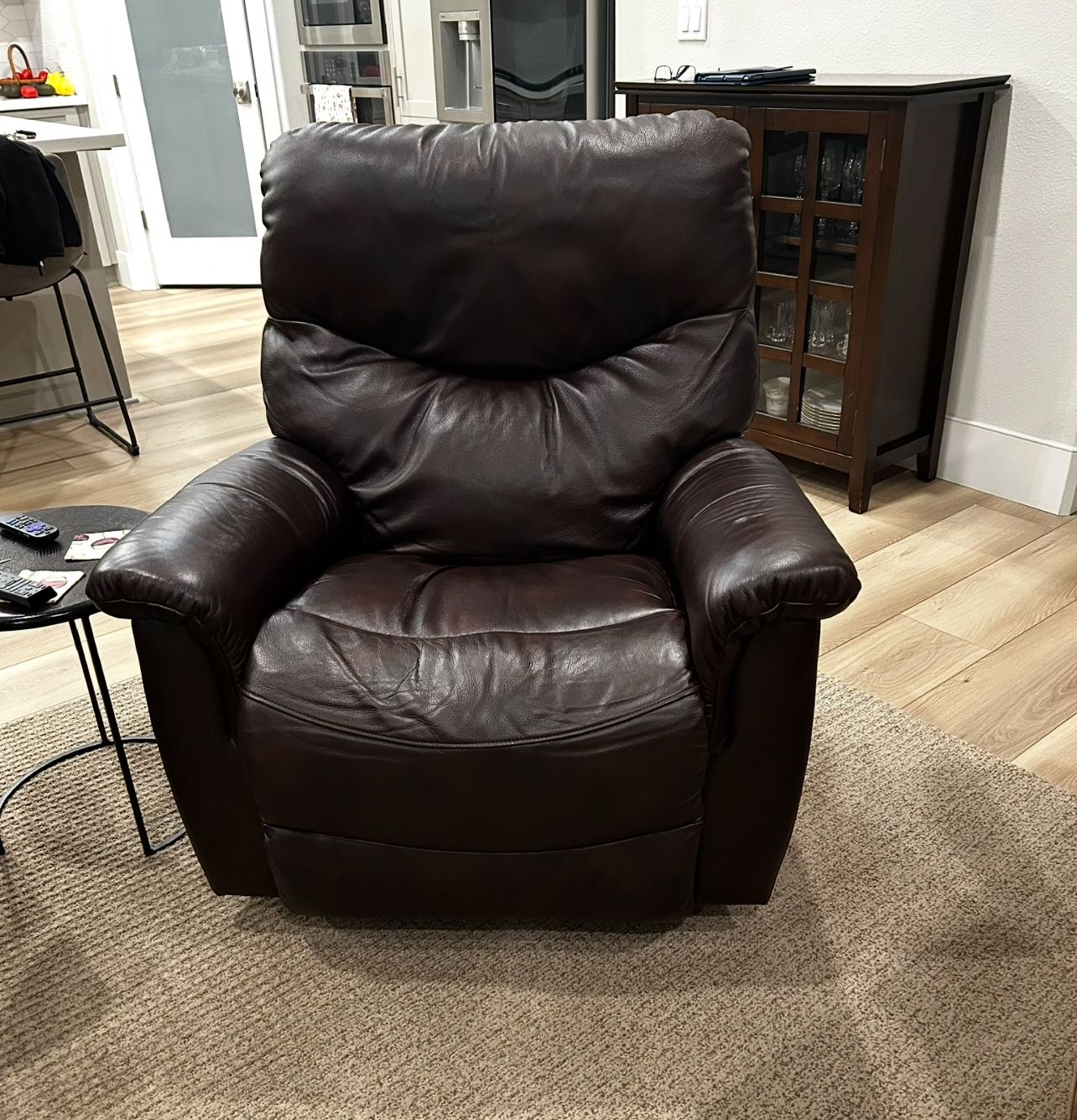 La-Z-Boy James Walnut Leather 39" Manual Rocker/ Recliner