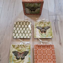 Butterfly Fern Style Decorative Mini Plates (Set of 4) Square By Susanne Nicoll