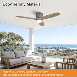 Flush Mount Ceiling Fan Light Solid Wood