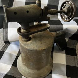 Vintage Dunlap Brass Blow Torch Antique Handheld Tool: Collectors/Display 10X8”