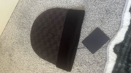 Black designer beanie