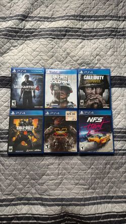 PS4 Game Bundle - 6 Games (COD, NFS, Street Fighter, Uncharted)