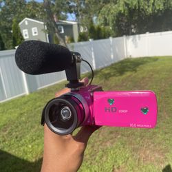 Rare Pink HD camcorder with Microphone,  32 GB memory card and Fish eye Lens . Beautiful 16 MEGAPIXELS Digital Camera ! BRAND NEW ! Photography