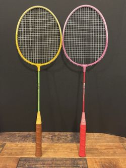 Vintage 2000 Sanrio Hello Kitty Pompompurin Badminton Rackets Pair Rare Japan