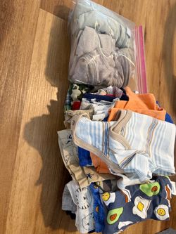 12 month clothing and nested bean sleepsacks