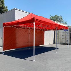 (New in box) $220 Heavy Duty 10x20 FT Easy Popup Canopy with (2) Sidewalls, Color Blue or Red