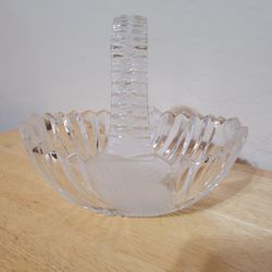 Vintage Etched Glass Basket