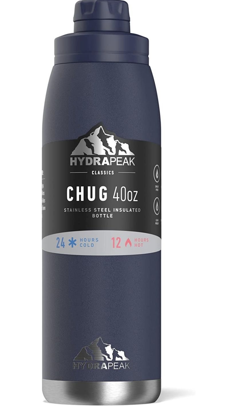 Hydrapeak 40 oz Insulated Water Bottle with Chug Lid - Leak Proof and Spill  Proof Double Walled Vacuum Insulated Stainless Steel Water Bottles, Cold f  for Sale in Fairfield, CA - OfferUp