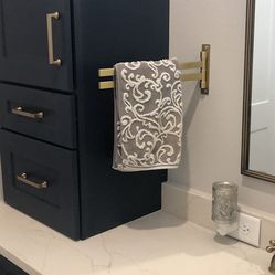 Kitchen Bathroom 2-Arm Swivel Towel Bar - Gold Stainless Steel