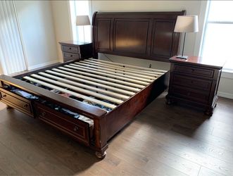 King Sleigh Bed Frame with Storage Drawers