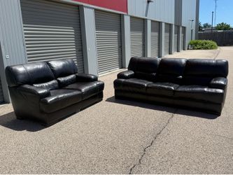 Brown Leather Sofa & Loveseat Set – Delivery Available