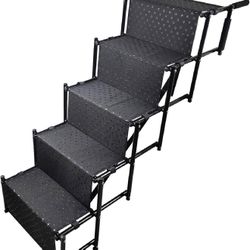 Folding Pet Stairs, 5 Steps, Foldable Car Dog Steps, Pet Stairs, Lightweight with Steps, Dog Stairs, Car Folding Dog Ramp Ideal for Cars, Trucks, SUV,