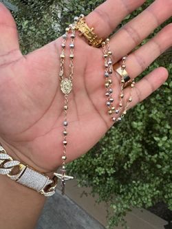 14k gold Rosario, 18 inches long, 11.29 grams