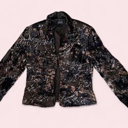 Adrianna Papell Womens Blazer Multi Color Floral Soft Velvet. Size 8