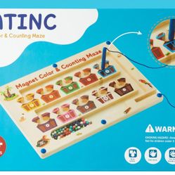 WATINC Pirate Treasure Magnetic Color and Number Maze, Wooden Magnet Montessori Toddler Learning Counting Matching Toys, Color Sorting Puzzle Board 