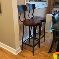 Nadeau Wood And Iron Stools 