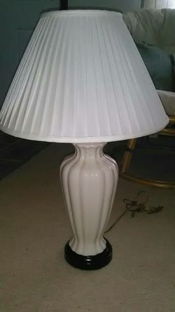 Table top glass lamp! White w/ black trim.