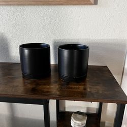 2 Matte Black Plants Pots, 6-6.5in Ceramic Planter Pot with Drainage Hole and ceramic Saucer