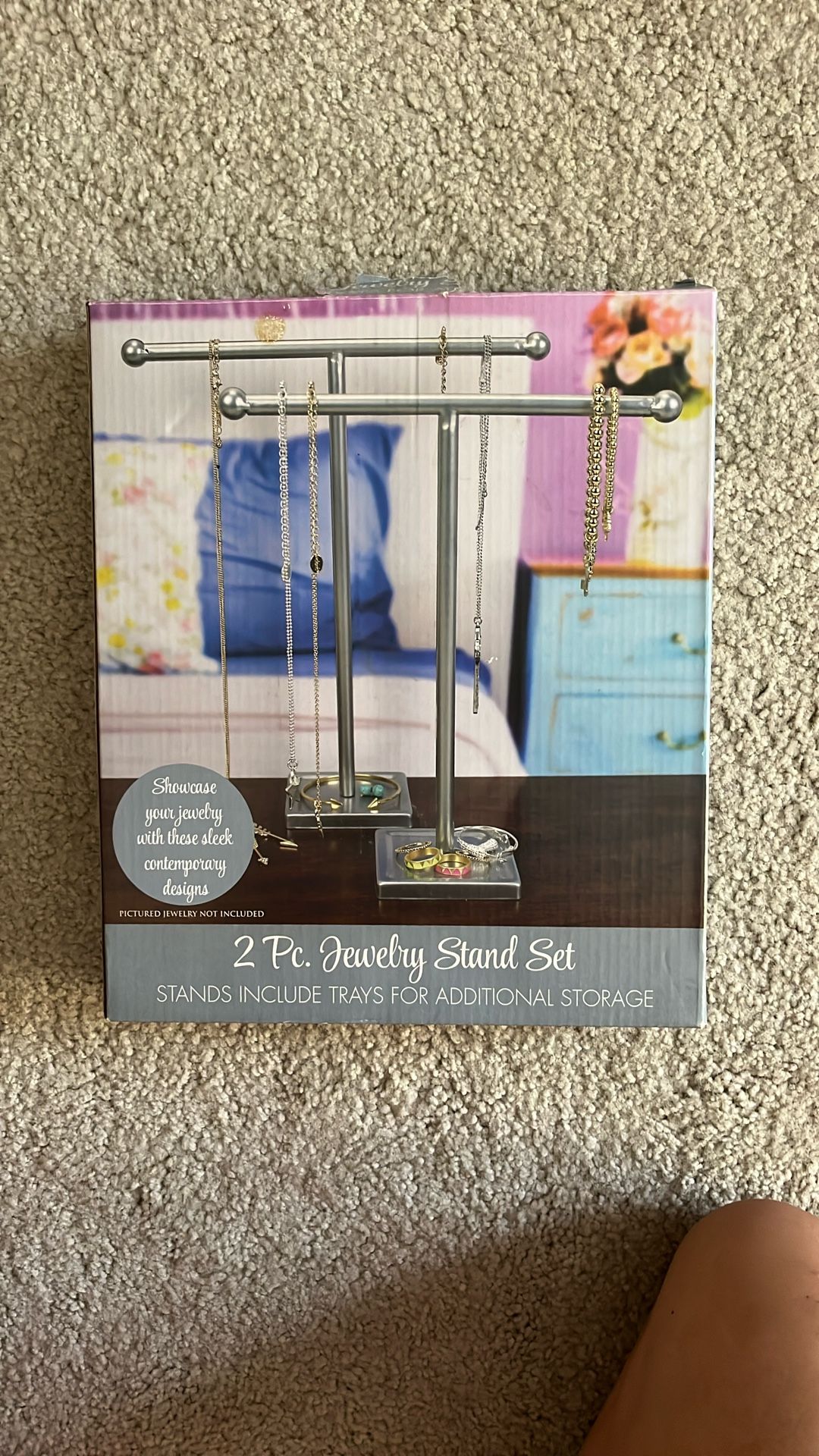Two Piece Jewelry Silver Jewelry Stand