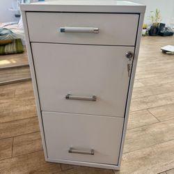 Metal File Cabinet (locking)-White/Beige