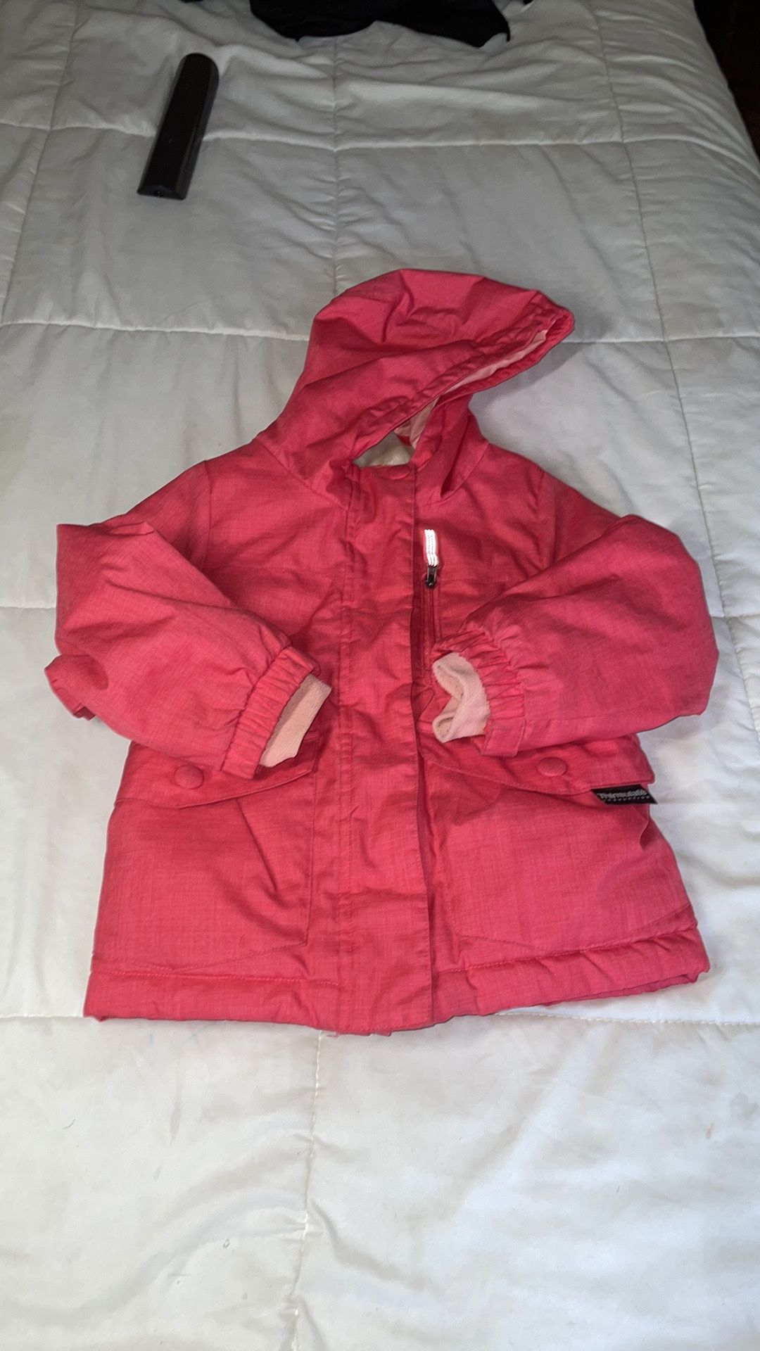 Cherokee Baby Girl Pink Hooded Zip Winter Jacket, Size 4T